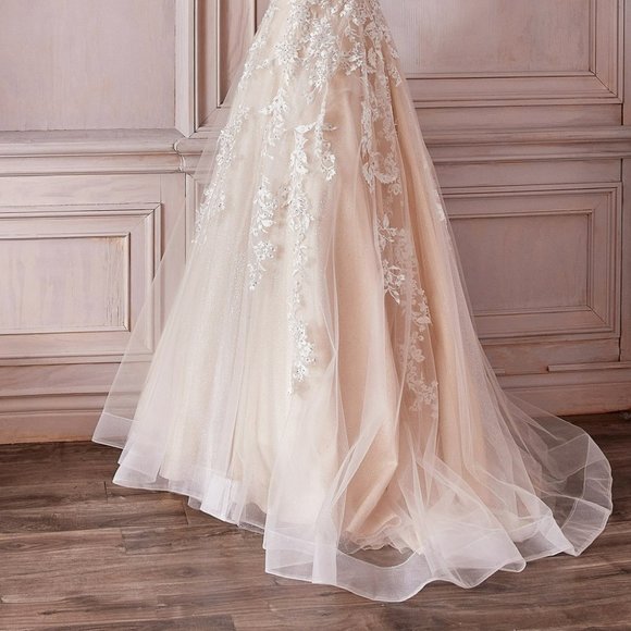 NEW WEDDING CHAMPAGNE BRIDAL A-LINE FORMAL EVENING LONG MAXI BALL GOWN cm320 - Picture 5 of 7